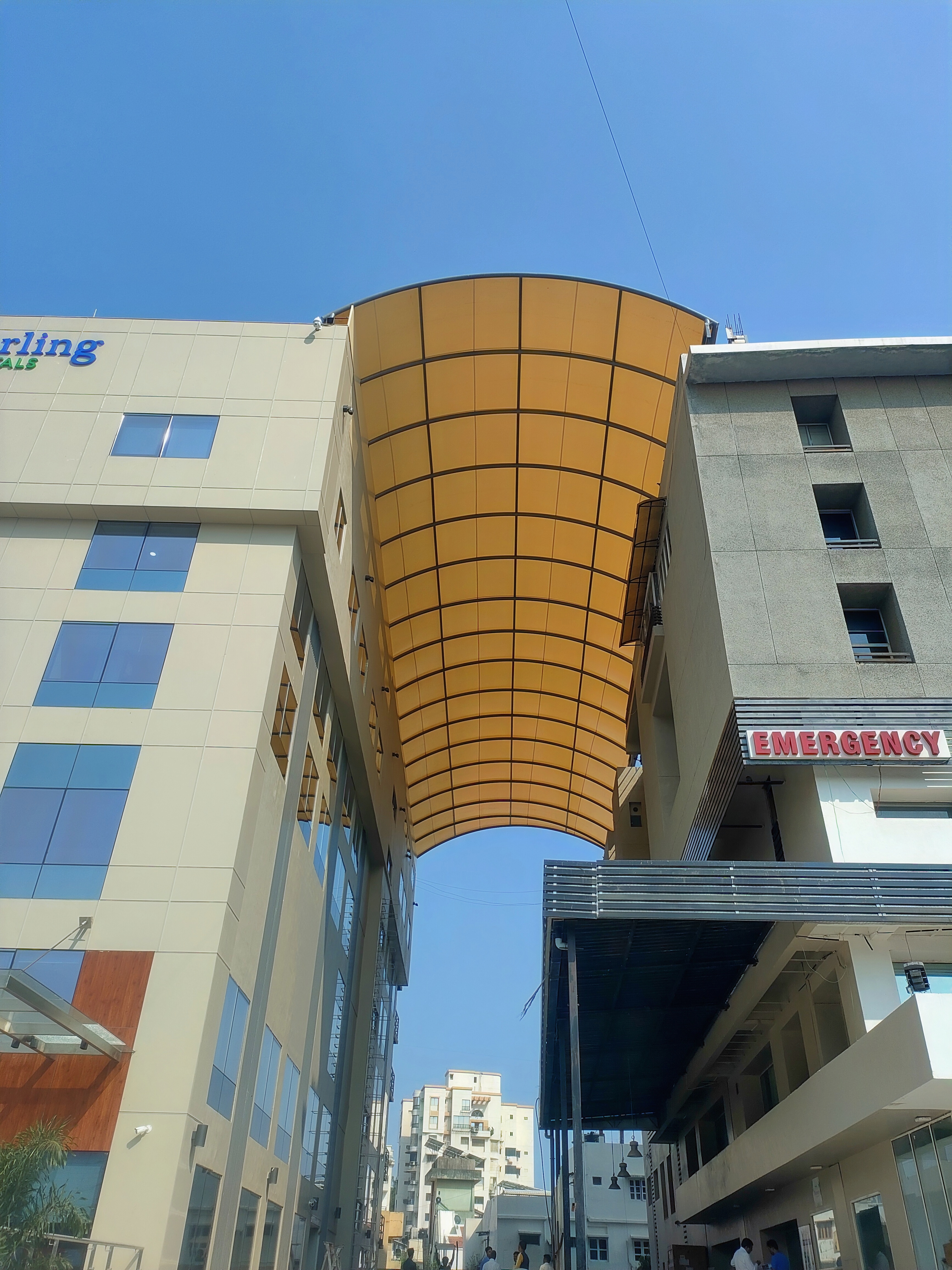 Sterling Hospitals covered connector bridge between buildings