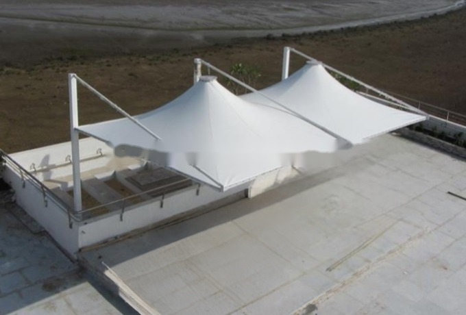 Twin-cone rooftop tensile structure
